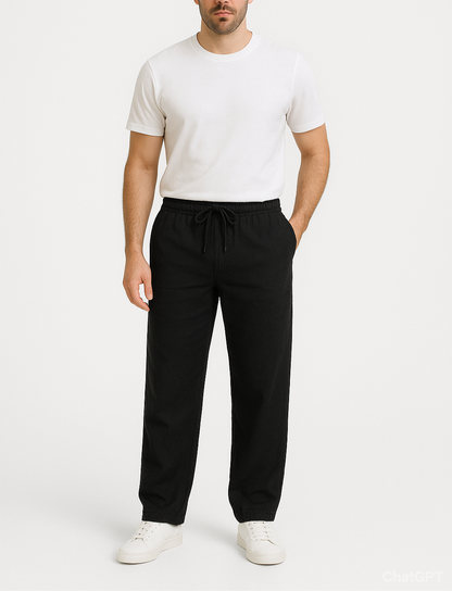 ARMARIO-Black Linen Pants.