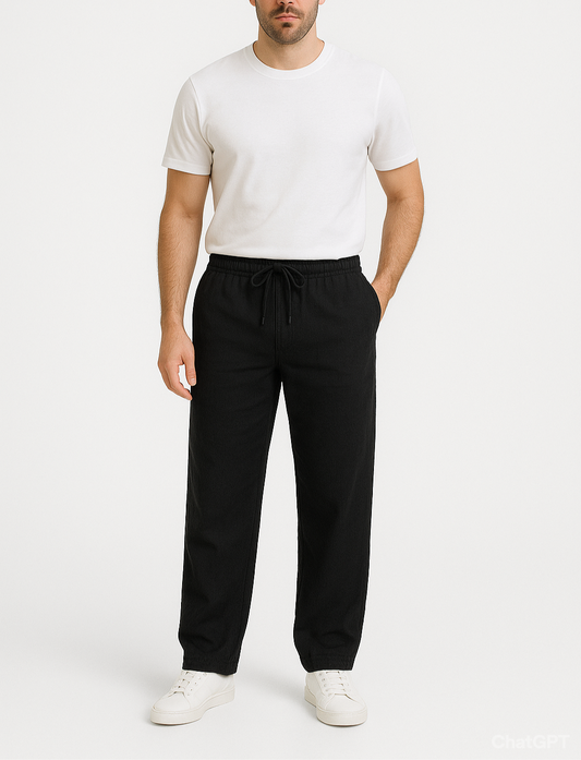 ARMARIO-Black Linen Pants.